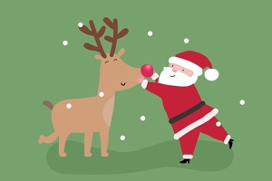 a drawing of Father Christmas and a reindeer