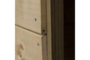 a close up photo of a shed, showing-off the tongue & groove cladding