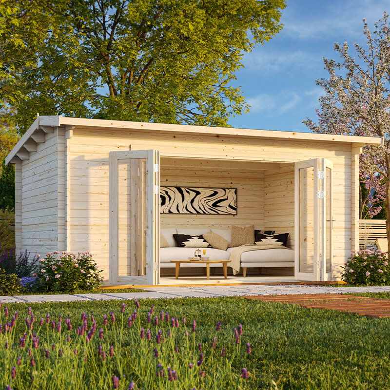 Product photograph of Palmako Ines 5 2m X 3 8m Log Cabin Garden Office 44mm from Buy Sheds Direct