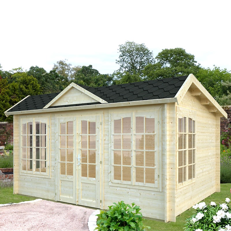 Product photograph of Palmako Mini Clock House 4 6m X 3 7m Log Cabin Summerhouse 34mm from Buy Sheds Direct