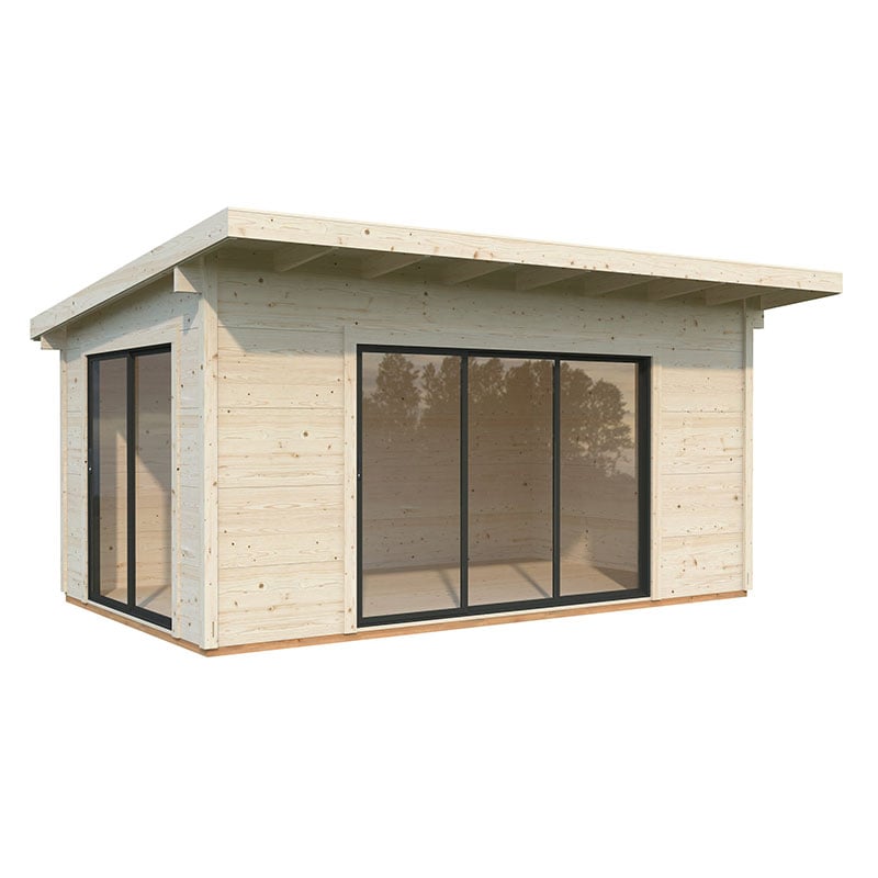 Product photograph of Palmako Grace 5 4m X 3 9m Double Glazed Pent Log Cabin Sliding Doors Plus 56mm from Buy Sheds Direct
