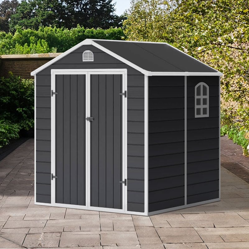 Product photograph of 6 X 6 Lotus Sono Plastic Garden Shed With Foundation Kit 1 88m X 1 9m from Buy Sheds Direct