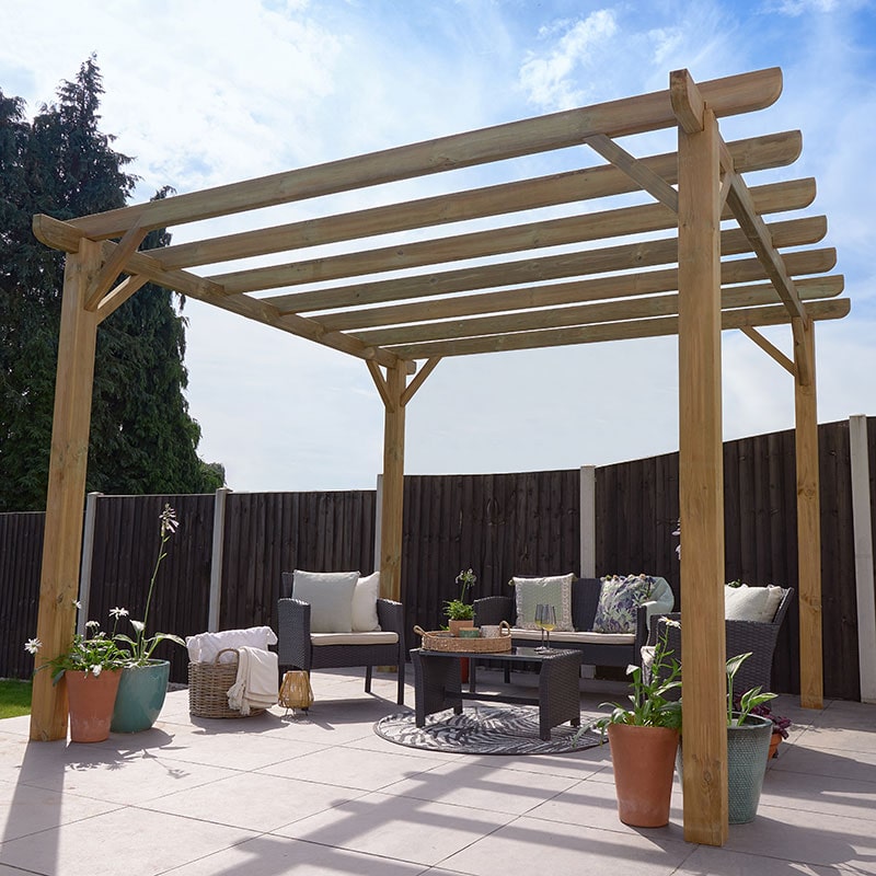 Product photograph of 12 X 12 Forest Premium Ultima Large Wooden Garden Pergola 3 6m X 3 6m from Buy Sheds Direct