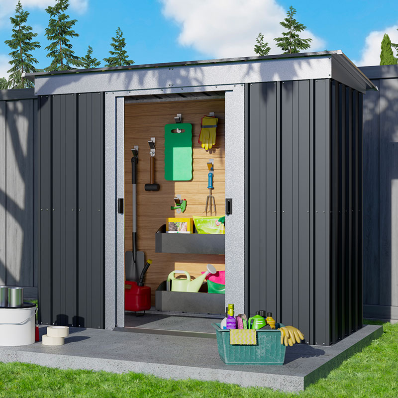Product photograph of 6 X 4 Yardmaster Castleton Anthracite Pent Metal Shed 1 98m X 1 19m from Buy Sheds Direct