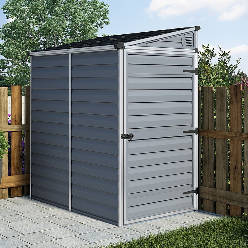 Product photograph of 4 X 6 Palram Canopia Grey Skylight Pent Plastic Shed 1 17m X 1 77m from Buy Sheds Direct