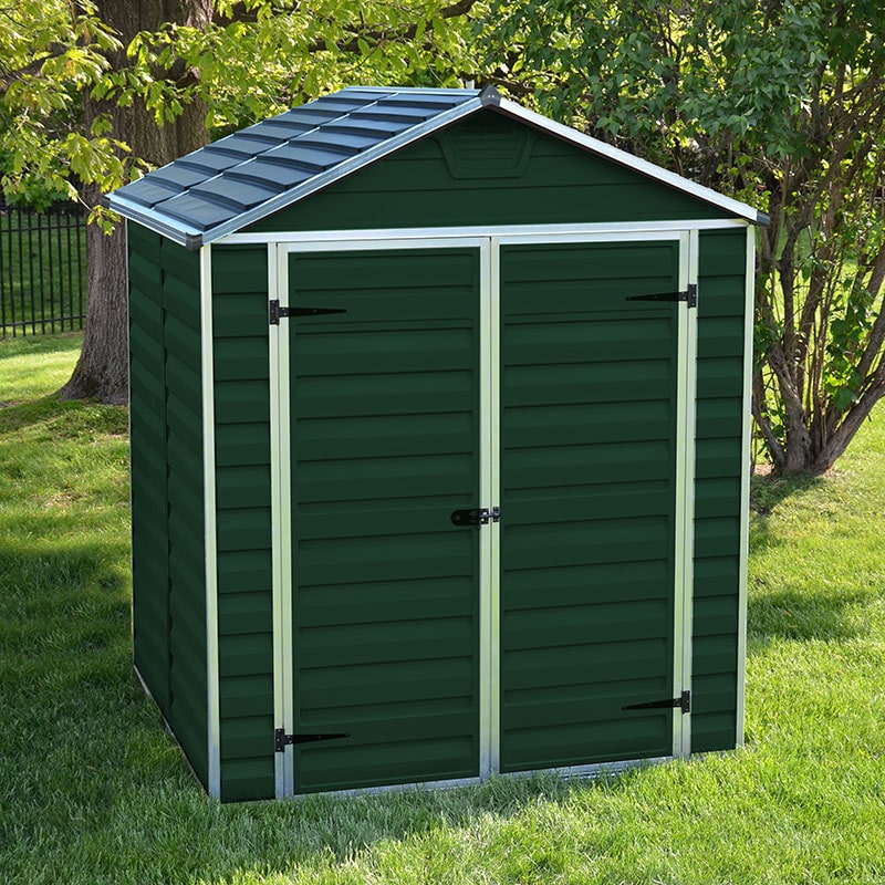 Product photograph of 6 X 5 Palram Canopia Dark Green Skylight Plastic Shed 1 85m X 1 54m from Buy Sheds Direct
