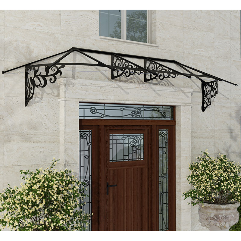 Product photograph of 10 6 X 2 11 Palram Canopia Lily 3100 Black Clear Large Door Canopy 3 19m X 0 88m from Buy Sheds Direct
