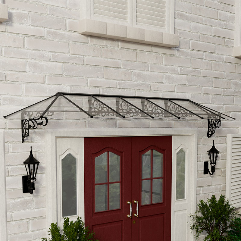 Product photograph of 13 10 X 2 11 Palram Canopia Lily 4100 Black Clear Large Door Canopy 4 21m X 0 88m from Buy Sheds Direct