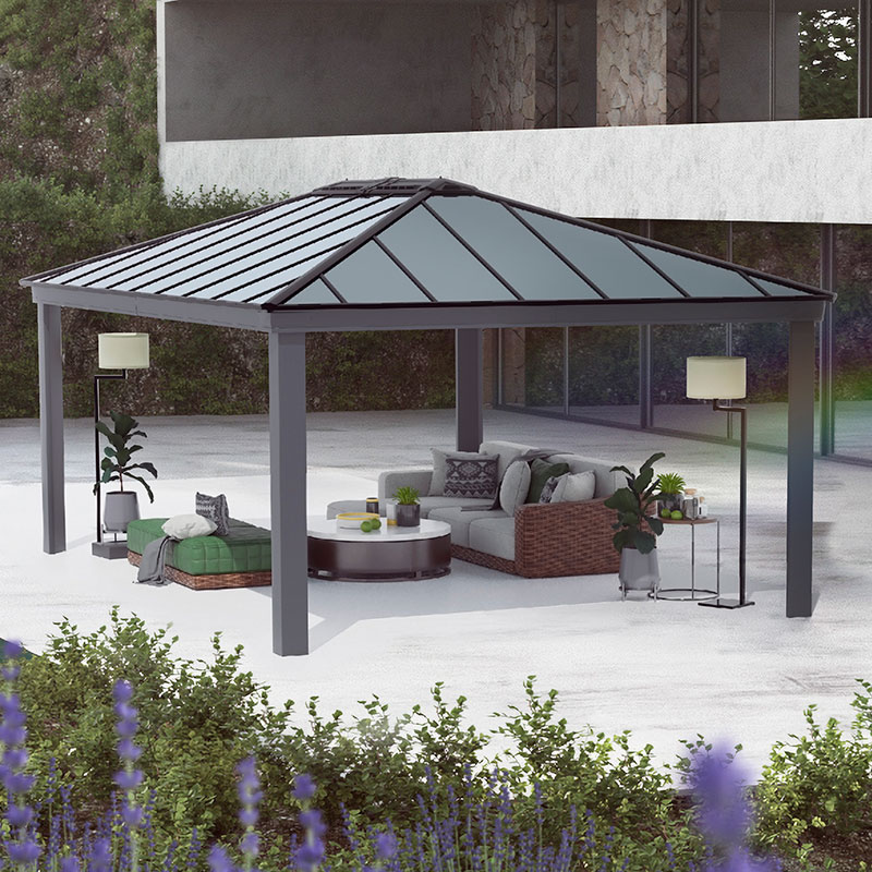 Product photograph of 14 X 20 Palram Canopia Dallas Grey Garden Gazebo 4 22m X 6 06m from Buy Sheds Direct