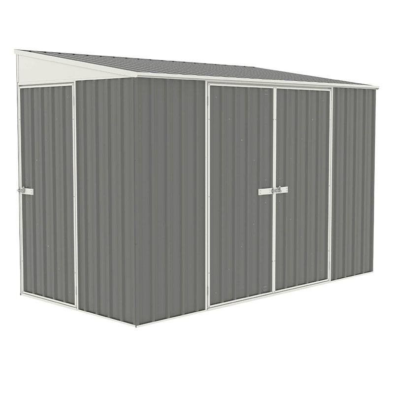 Product photograph of 9 11 X 5 Absco Triple Door Metal Bike Shed - Grey 3m X 1 52m from Buy Sheds Direct