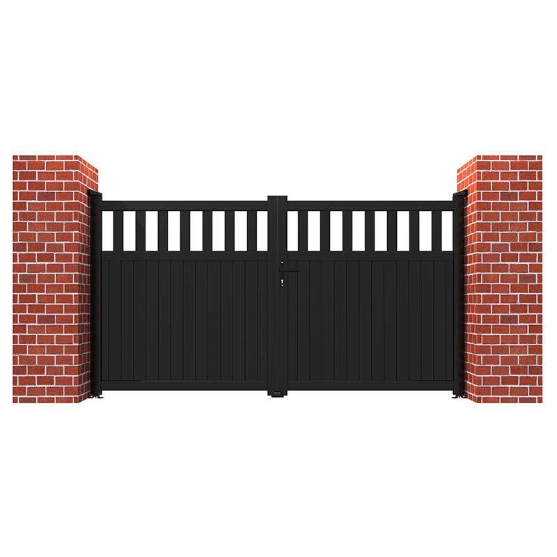Product photograph of Partial Privacy Premium Aluminium Driveway Double Gates - Black from Buy Sheds Direct