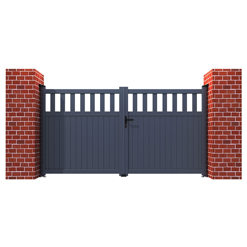 Product photograph of Partial Privacy Premium Aluminium Driveway Double Gates - Grey from Buy Sheds Direct