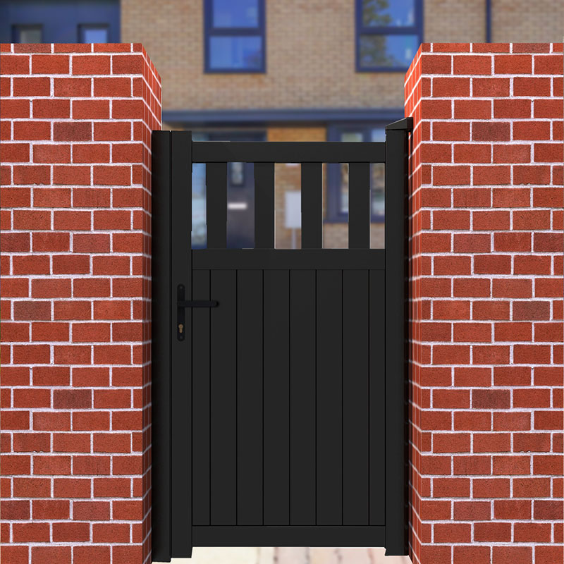 Product photograph of Partial Privacy Premium Aluminium Side Gate - Black from Buy Sheds Direct