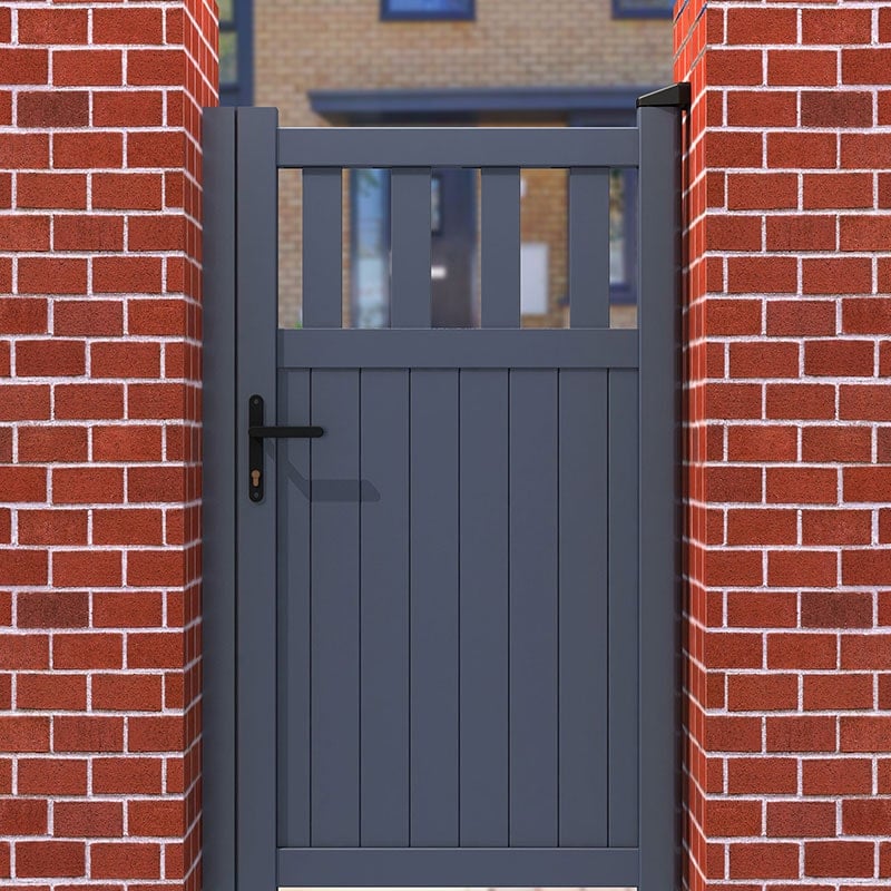 Product photograph of Partial Privacy Premium Aluminium Side Gate - Grey from Buy Sheds Direct