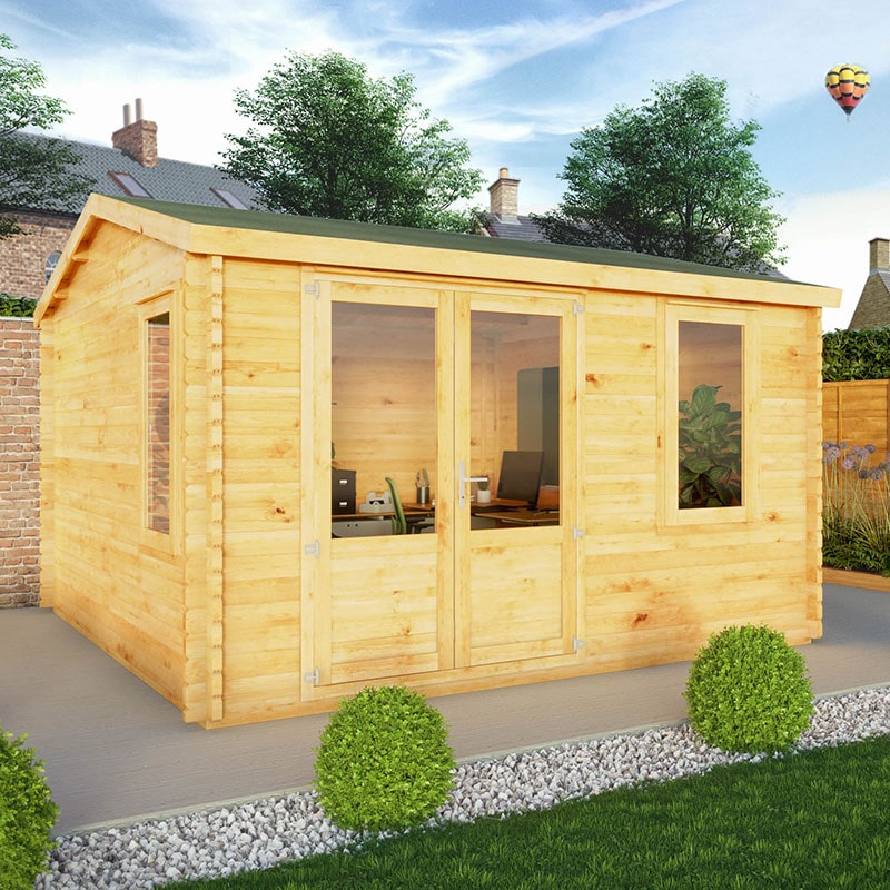 Product photograph of Mercia Elite 4m X 4m Double Glazed Garden Office Log Cabin 28mm from Buy Sheds Direct