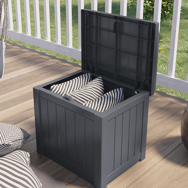 Product photograph of 1 10 X 1 5 Suncast 83l Plastic Garden Storage Seat - Cyberspace 0 56m X 0 43m from Buy Sheds Direct