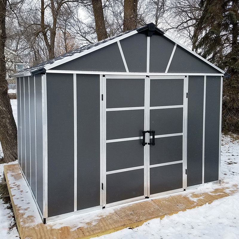 Product photograph of 11 X 9 Palram Canopia Yukon Dark Grey Skylight Plastic Shed With Wpc Floor 3 3m X 2 7m from Buy Sheds Direct