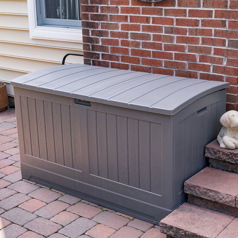 Product photograph of 5 X 3 Suncast 757l Resin Deck Box - Stone Grey 1 46m X 0 8m from Buy Sheds Direct