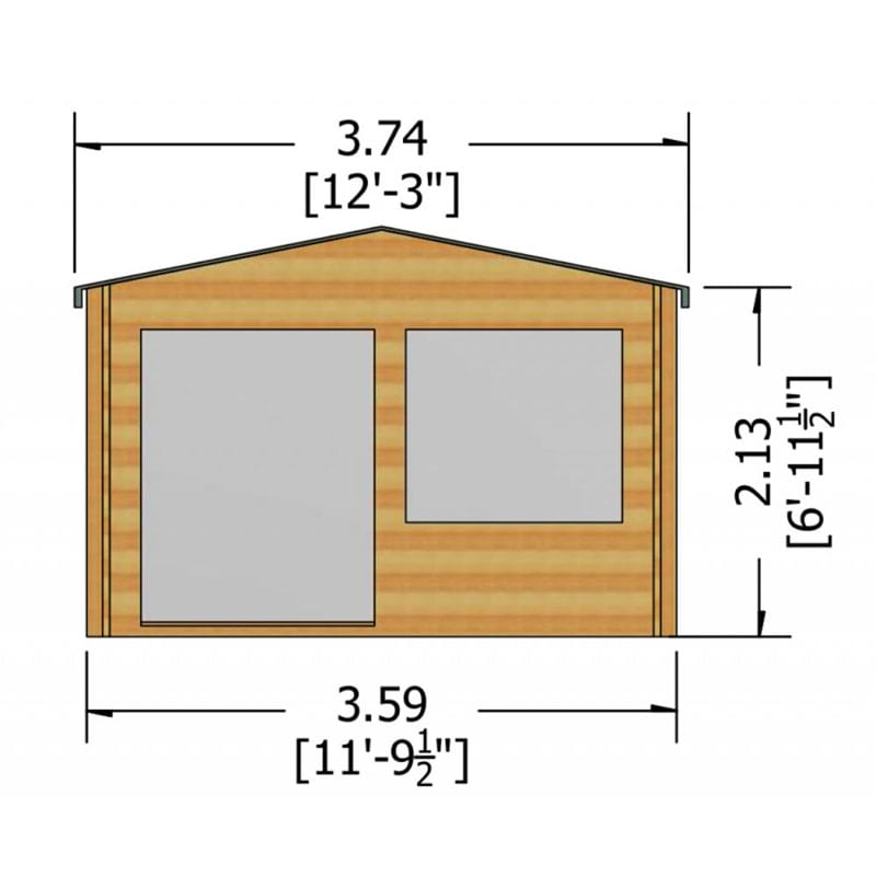 Shire Hale 3.6m x 3m Log Cabin Summerhouse (28mm) Technical Drawing