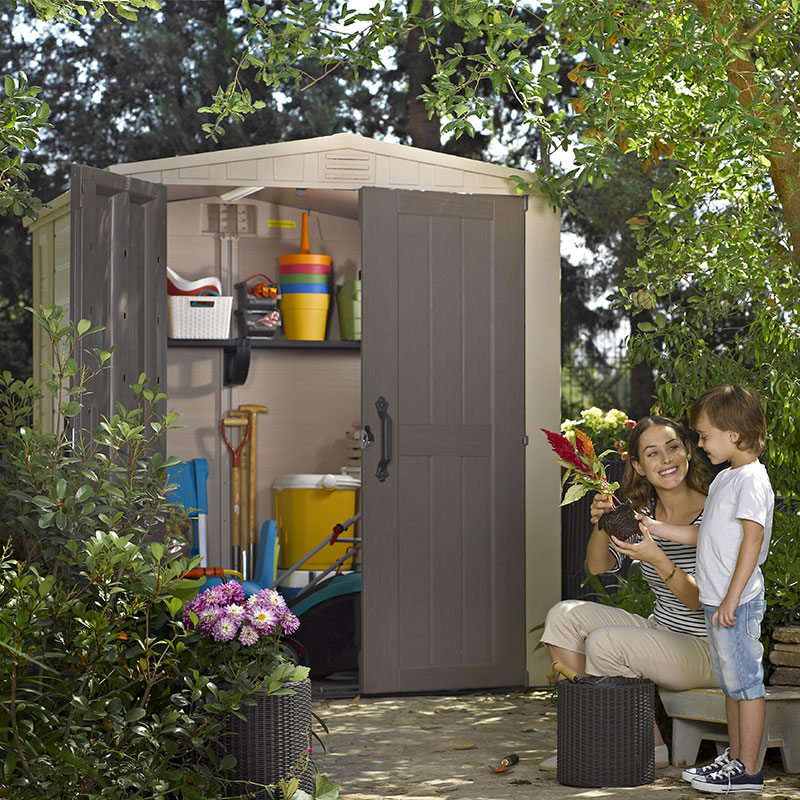 Product photograph of 6 X 6 Keter Factor Plastic Garden Shed 1 78m X 1 96m from Buy Sheds Direct