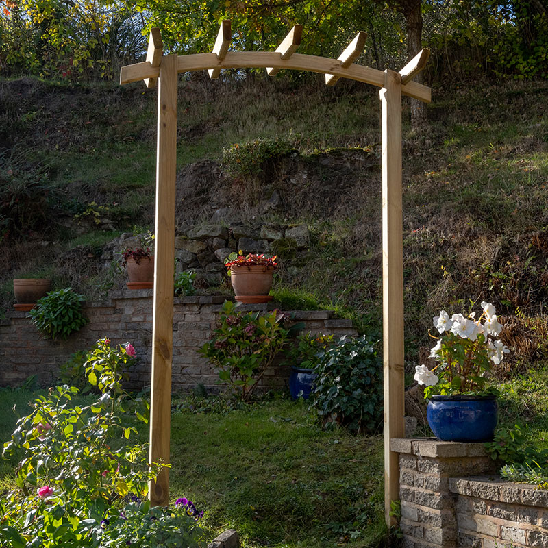 Product photograph of Forest Hanbury Dome Top Wooden Garden Pergola Arch 4 5 X 1 8 from Buy Sheds Direct