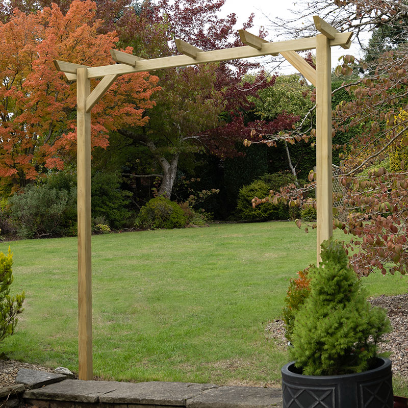 Product photograph of Forest Hanbury Flat Top Wooden Garden Pergola Arch 6 10 X 1 8 from Buy Sheds Direct