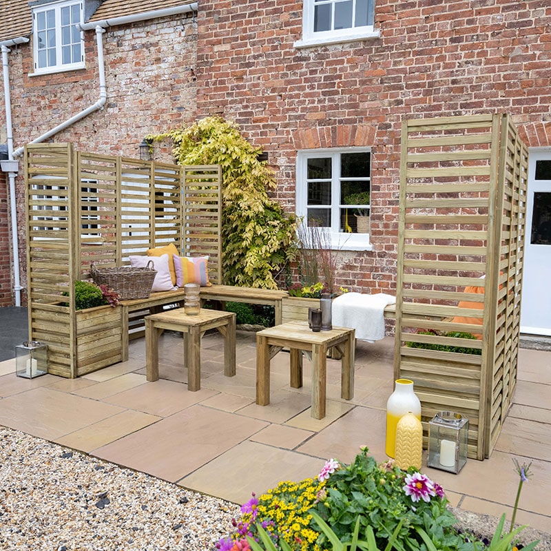 Product photograph of 11 8 X 6 9 Forest Modular Wooden Garden Seating Set Number 5 3 56m X 2 06m from Buy Sheds Direct