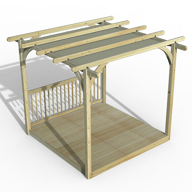 Product photograph of 8 X 8 Forest Pergola Deck Kit With Retractable Canopy No 2 2 4m X 2 4m from Buy Sheds Direct