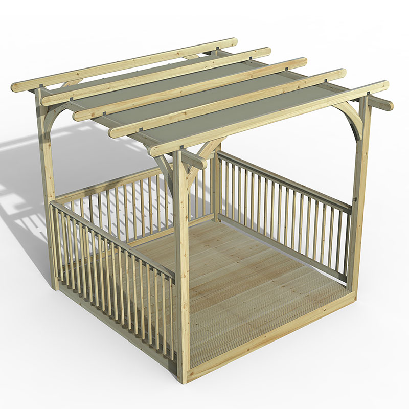 Product photograph of 8 X 8 Forest Pergola Deck Kit With Retractable Canopy No 3 2 4m X 2 4m from Buy Sheds Direct
