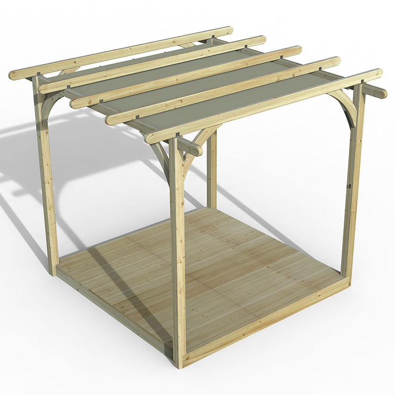 Product photograph of 8 X 8 Forest Pergola Deck Kit With Retractable Canopy No 1 2 4m X 2 4m from Buy Sheds Direct