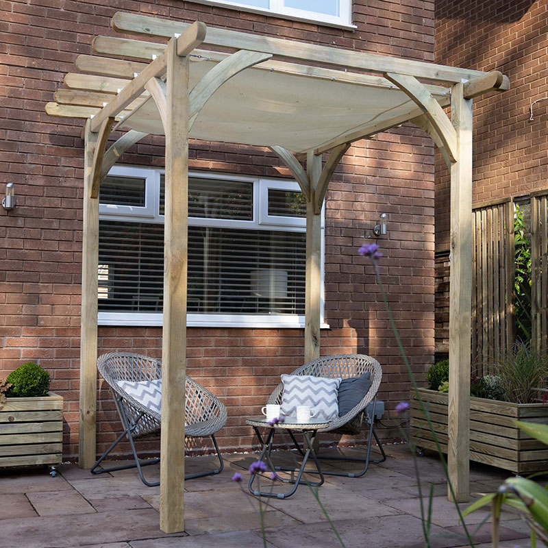 Product photograph of Forest Ultima Wooden Garden Pergola With Retractable Canopy 8 X 8 from Buy Sheds Direct