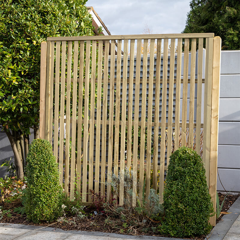 Forest 6' x 6' Pressure Treated Vertical Slatted Garden Screen Panel (1.8m x 1.8m)