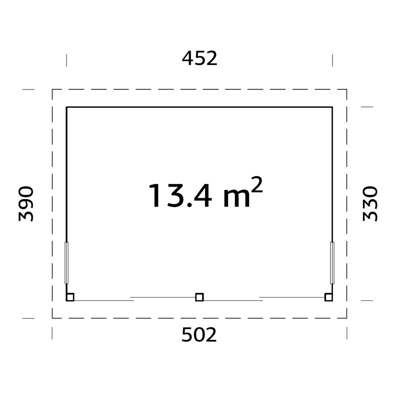 Palmako Annabel 5m x 3.9m Pent Log Cabin (18mm) Technical Drawing