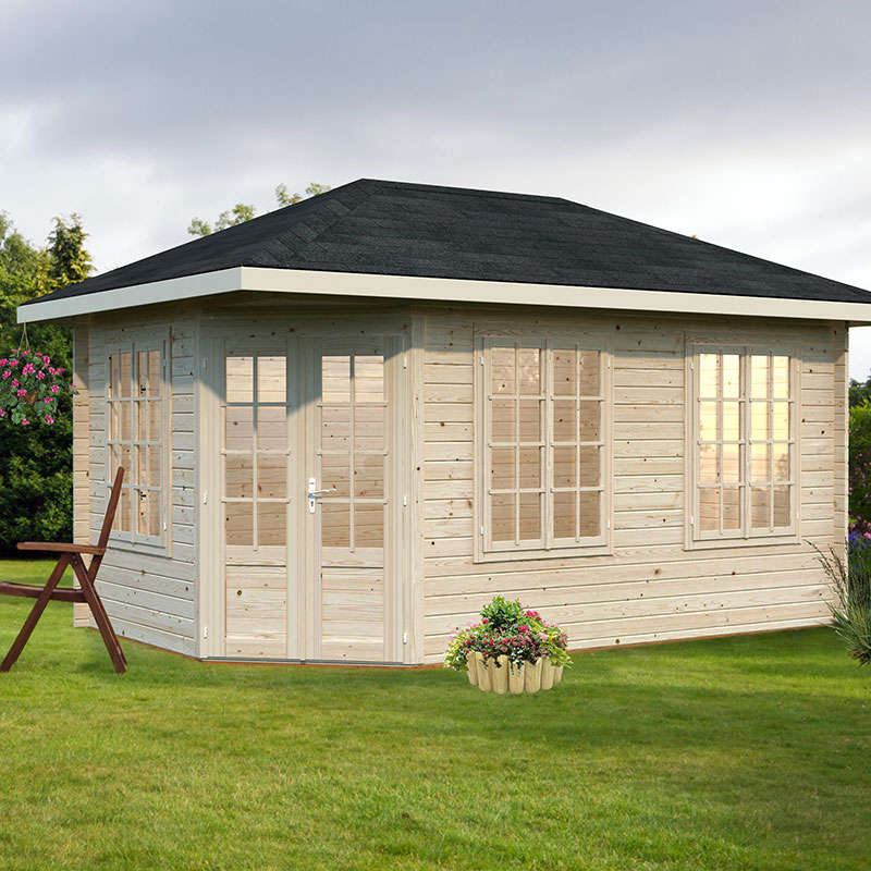Product photograph of Palmako Melanie 4 5m X 2 8m Corner Log Cabin Summerhouse 44mm from Buy Sheds Direct