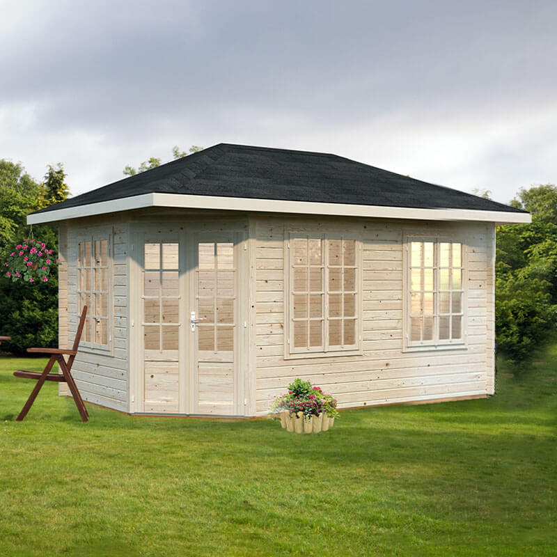 Product photograph of Palmako Melanie 4 5m X 2 8m Corner Log Cabin Summerhouse 44mm from Buy Sheds Direct