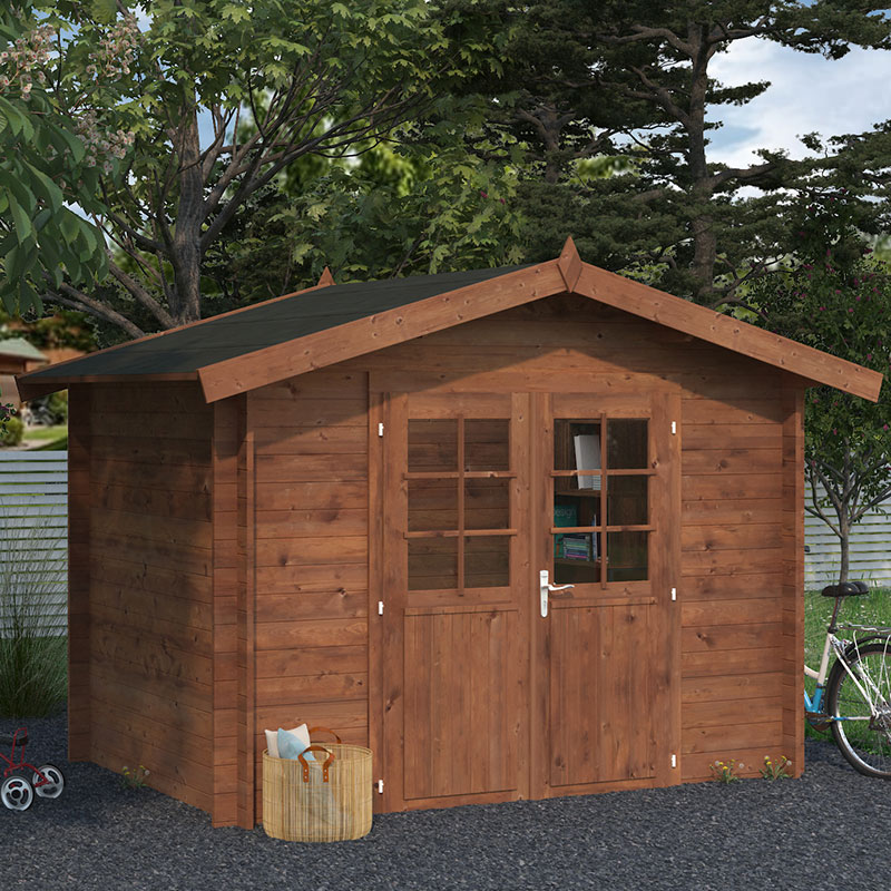 Product photograph of Palmako Valentine 2 8m X 1 8m Premium Log Cabin Shed 28mm from Buy Sheds Direct