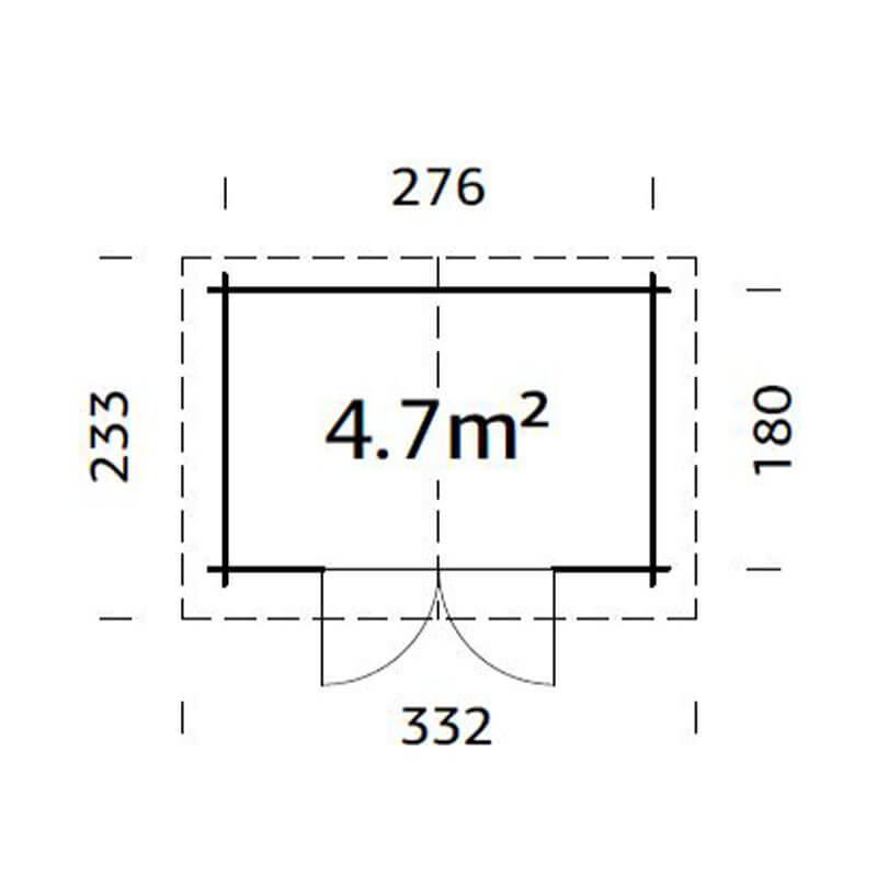 Palmako Valentine 2.8m x 1.8m Premium Log Cabin Shed (28mm) Technical Drawing