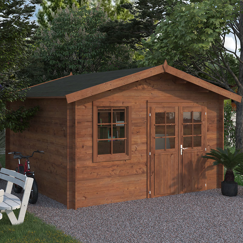 Product photograph of Palmako Valentine 3 6m X 3 2m Premium Log Cabin Shed 28mm from Buy Sheds Direct