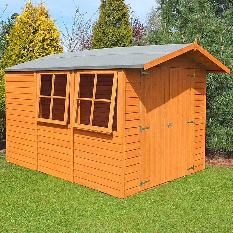 Product photograph of 10 X 7 Shire Overlap Double Door Wooden Garden Shed With Opening Windows 3 35m X 2 2m from Buy Sheds Direct