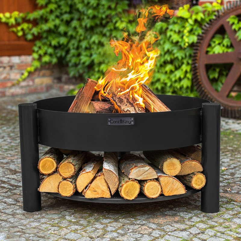 Product photograph of Cook King Montana Low Steel Fire Bowl And Logstore from Buy Sheds Direct