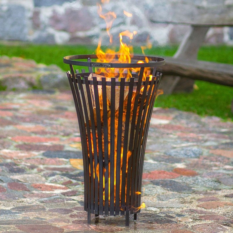 Product photograph of Cook King Flame Black Steel Fire Basket from Buy Sheds Direct