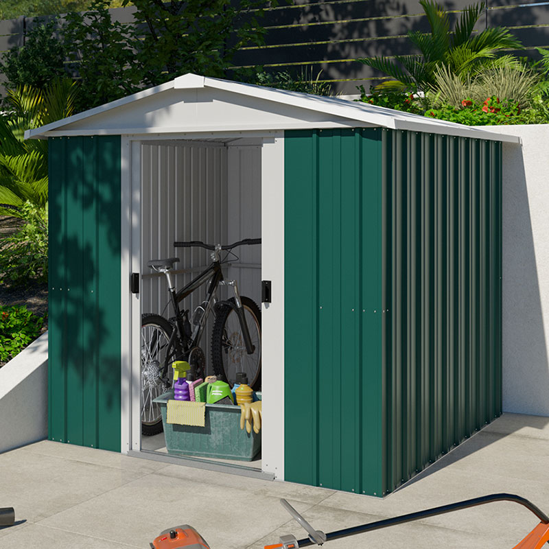 Product photograph of 6 8 X 6 6 Yardmaster Green Metal Shed 2 02m X 1 97m from Buy Sheds Direct