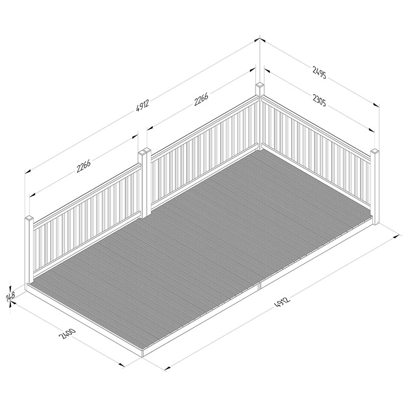 8' x 16' Forest Patio Deck Kit No. 5 (2.4m x 4.8m) Technical Drawing