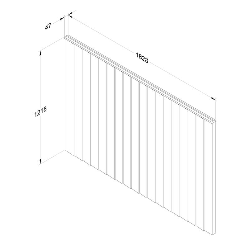 Forest 6' x 4' Vertical Closeboard Fence Panel (1.83m x 1.22m) Technical Drawing
