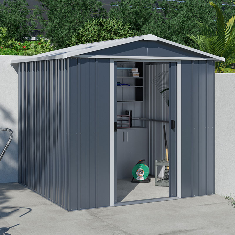 Product photograph of 6 X 7 Yardmaster Castleton Anthracite Metal Shed 2 02m X 2 17m from Buy Sheds Direct