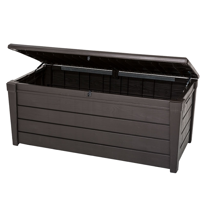 Product photograph of 5 X 2 Keter Saxon Wood-effect Garden Storage Box 1 38m X 0 6m from Buy Sheds Direct