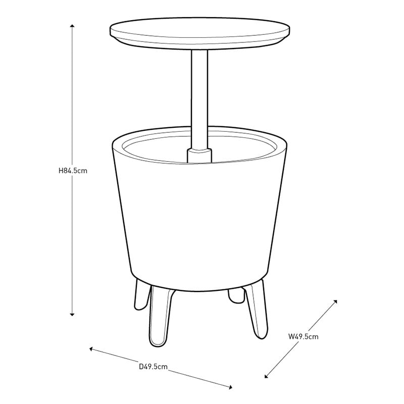 Keter Cool Box Table Bar with Lighting Technical Drawing