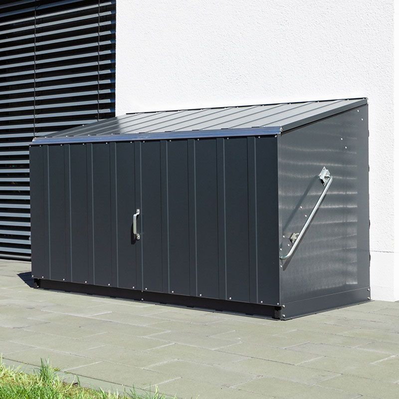 Product photograph of 6 4 X 2 9 Trimetals Storeguard Metal Garden Storage Shed - Anthracite 1 95m X 0 88m from Buy Sheds Direct
