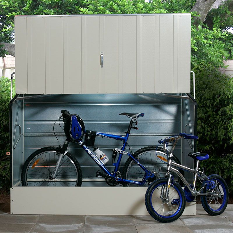 Product photograph of 6 4 X 2 9 Trimetals Metal Bike Shed - Cream 1 95m X 0 88m from Buy Sheds Direct