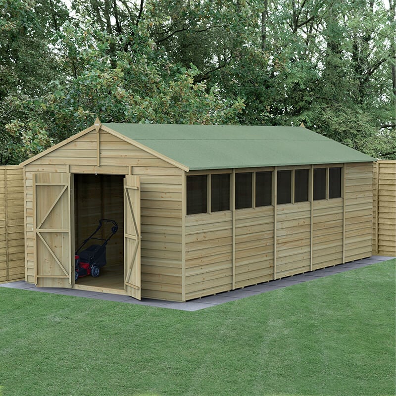 Product photograph of 20 X 10 Forest 4life 25yr Guarantee Overlap Pressure Treated Double Door Apex Wooden Shed 3 21m X 5 96m from Buy Sheds Direct
